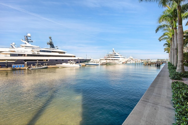 water view with a boat dock