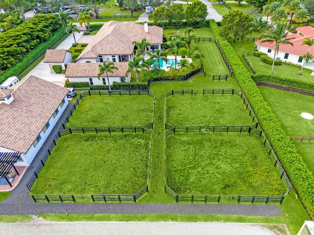 aerial view with a rural view