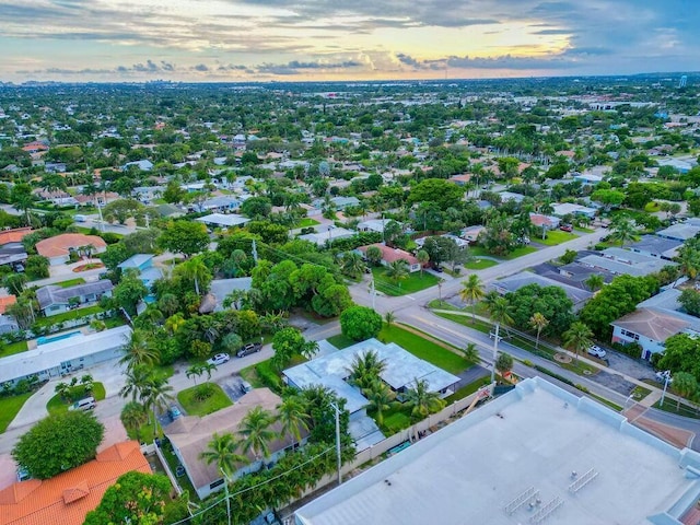 view of aerial view at dusk