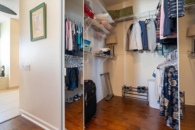 spacious closet featuring wood-type flooring