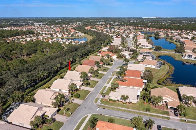 bird's eye view featuring a water view