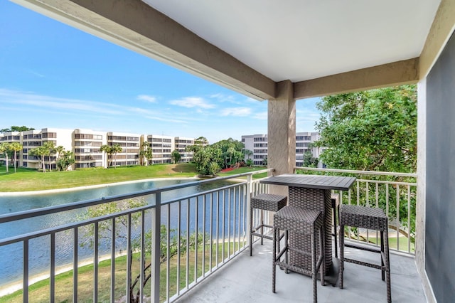 balcony with a water view