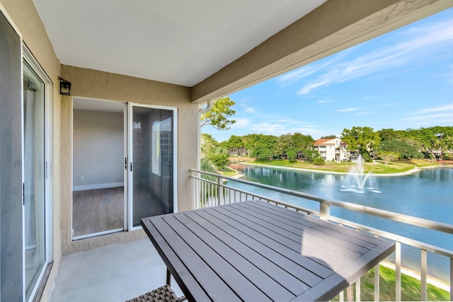 balcony with a water view