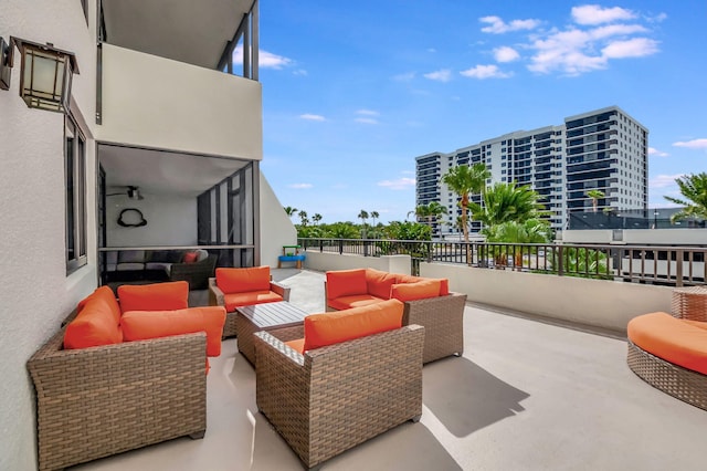 view of patio / terrace featuring an outdoor living space