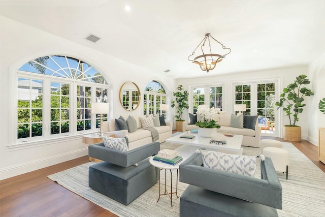 230 Argyle Rd, West Palm Beach, FL 33405 - living area with wood finished floors, a chandelier, and recessed lighting