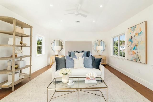 230 Argyle Rd, West Palm Beach, FL 33405 - bedroom featuring multiple windows, wood finished floors, and recessed lighting