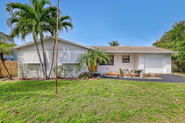 single story home with a garage