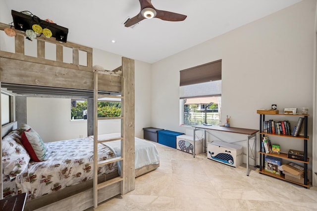 bedroom featuring ceiling fan