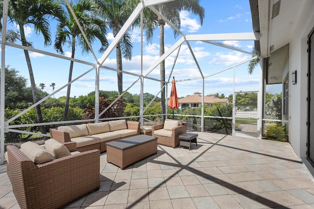 view of patio / terrace with a lanai and an outdoor hangout area