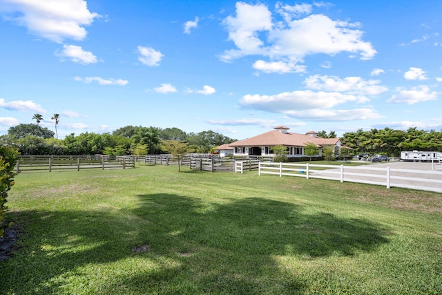 view of yard with a rural view