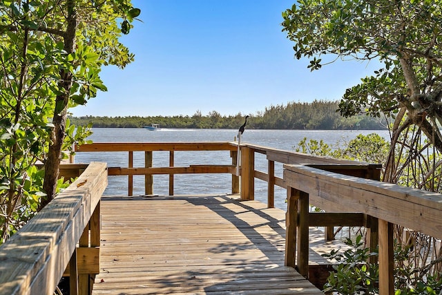 view of dock featuring a water view