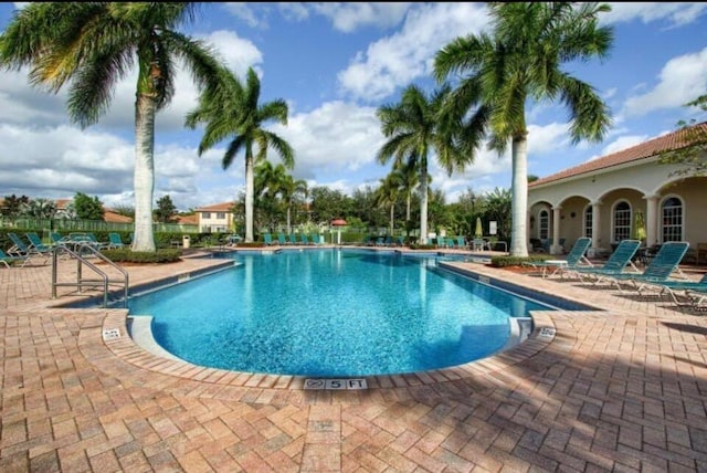 view of pool featuring a patio area