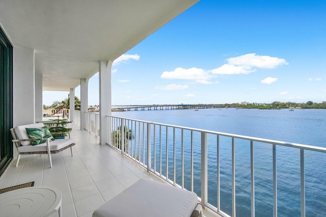 balcony with a water view