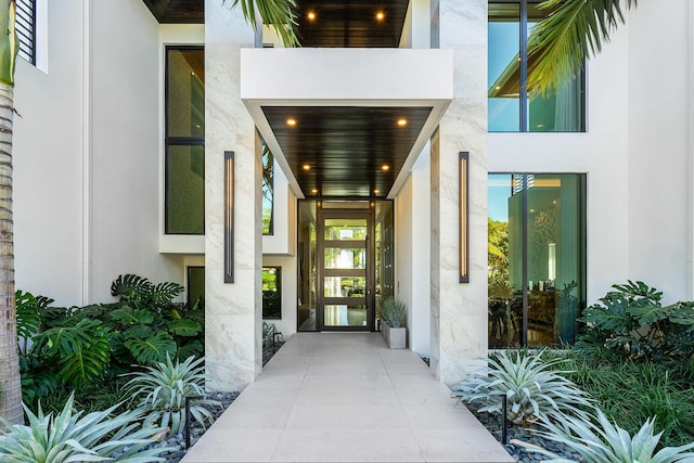 doorway to property with a balcony