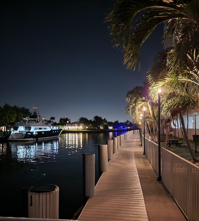 view of dock featuring a water view