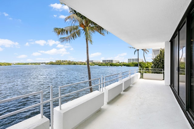 balcony with a water view