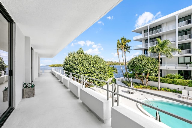 balcony with a water view