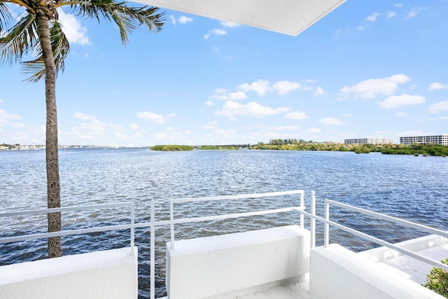 dock area with a water view