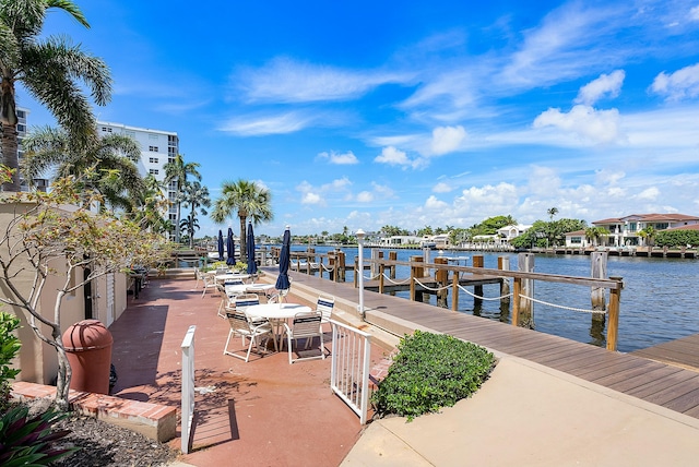 view of dock featuring a water view