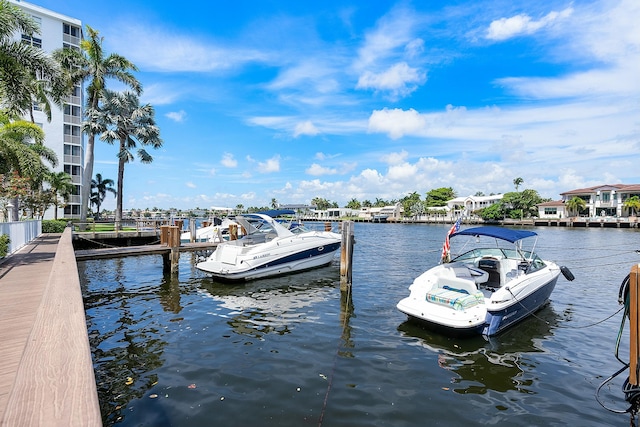 view of dock featuring a water view