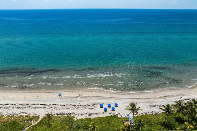 view of water feature featuring a beach view