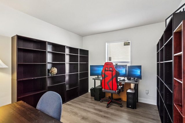 office space featuring hardwood / wood-style floors