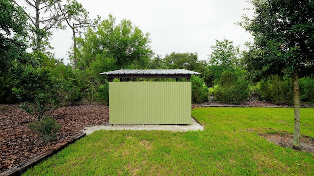 view of yard with a storage unit