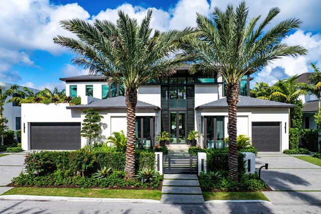 view of front of property with a garage