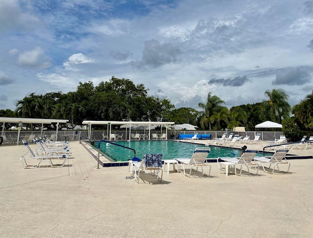 view of pool featuring a patio area