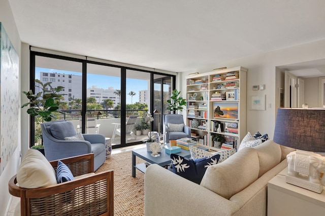 living room featuring plenty of natural light and expansive windows