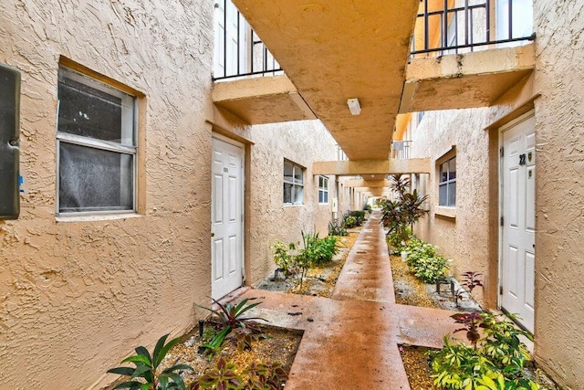 doorway to property with a balcony