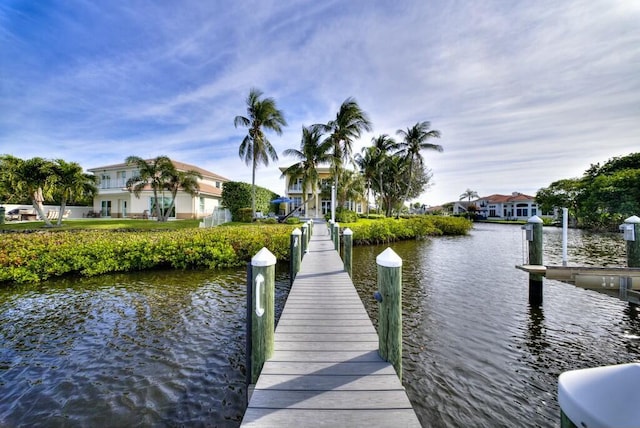 dock area featuring a water view