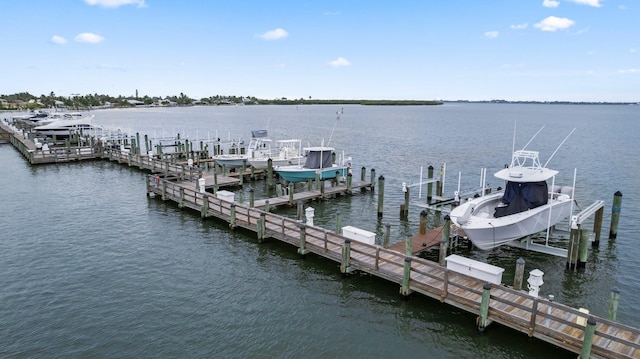 dock area featuring a water view