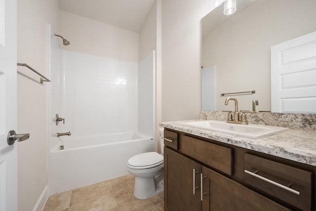 full bathroom featuring vanity, shower / bathtub combination, and toilet