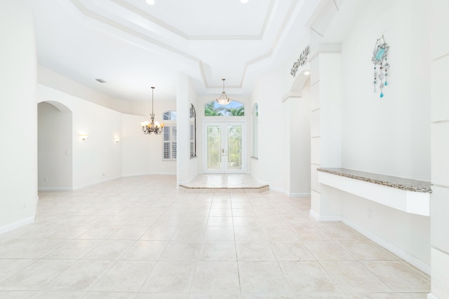 interior space featuring an inviting chandelier