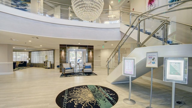 community lobby featuring stairway