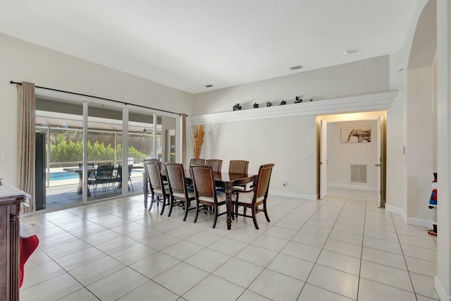 dining room with light tile patterned floors