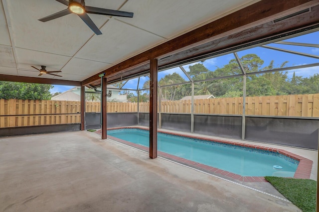 view of pool featuring a patio area and a lanai