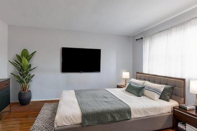 bedroom featuring dark hardwood / wood-style flooring