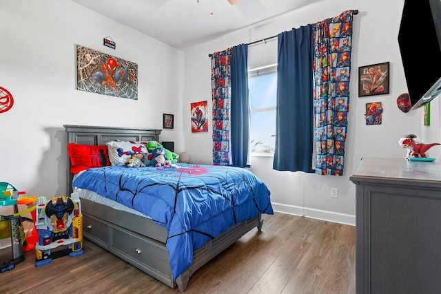 bedroom featuring dark wood-type flooring