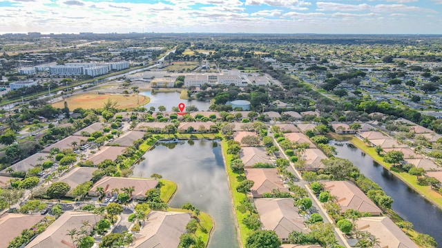 bird's eye view featuring a water view