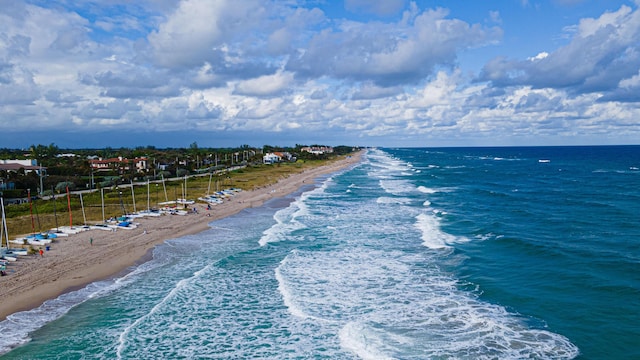 view of water feature featuring a beach view