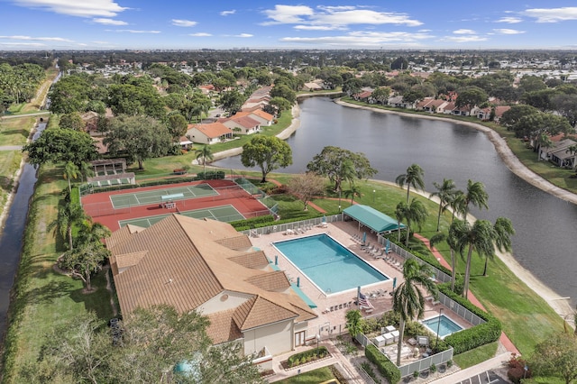 bird's eye view featuring a water view