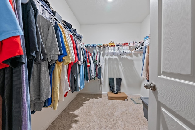 walk in closet featuring carpet