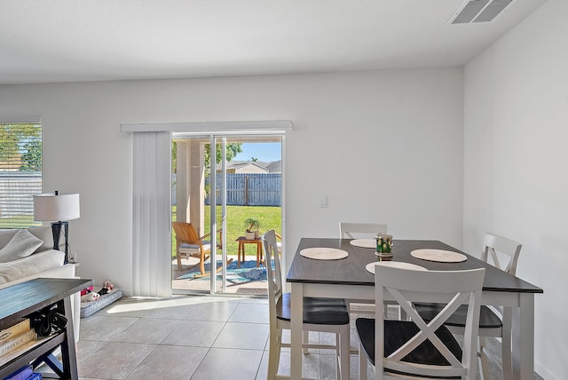 view of tiled dining room