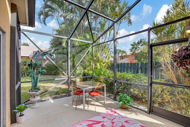 view of unfurnished sunroom