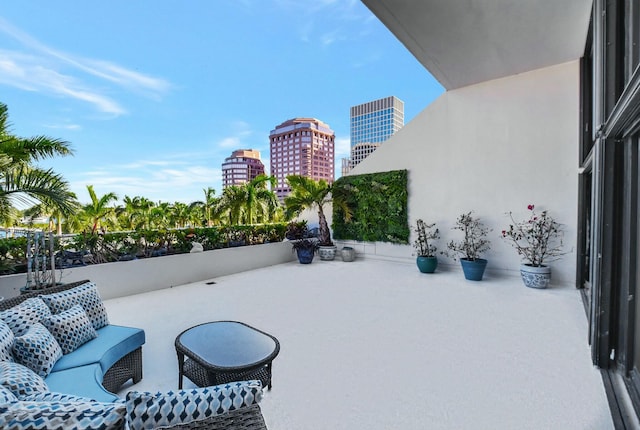 view of patio featuring a city view