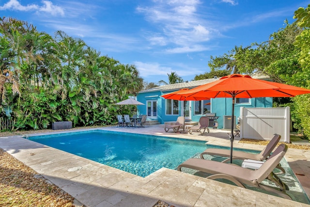 view of swimming pool with a patio