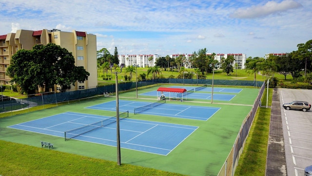 view of tennis court with basketball court