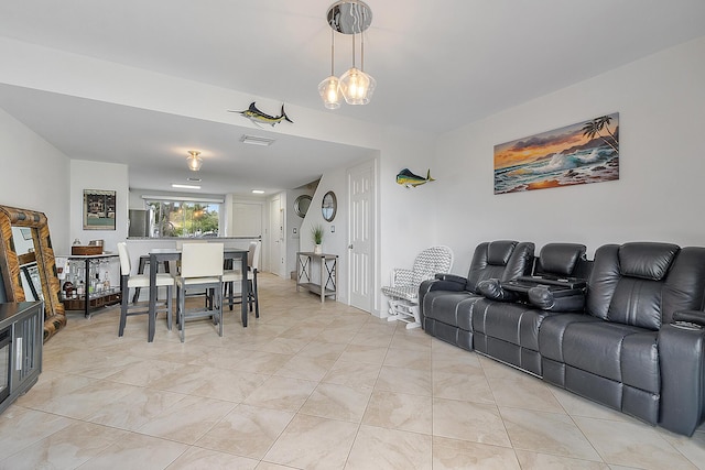 interior space featuring light tile patterned floors